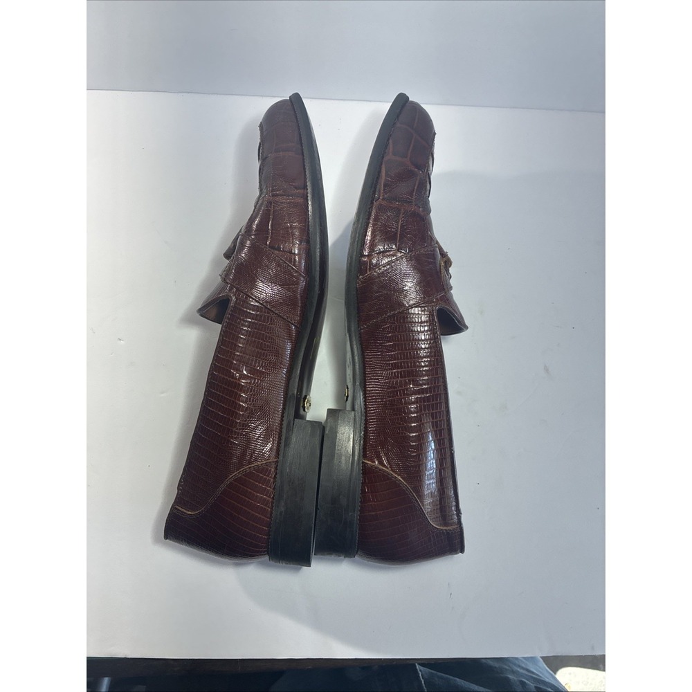 Stacy Adams Genuine Snake Leather Brown Tasseled Loafers Men's Size 14m - Picture 9 of 13